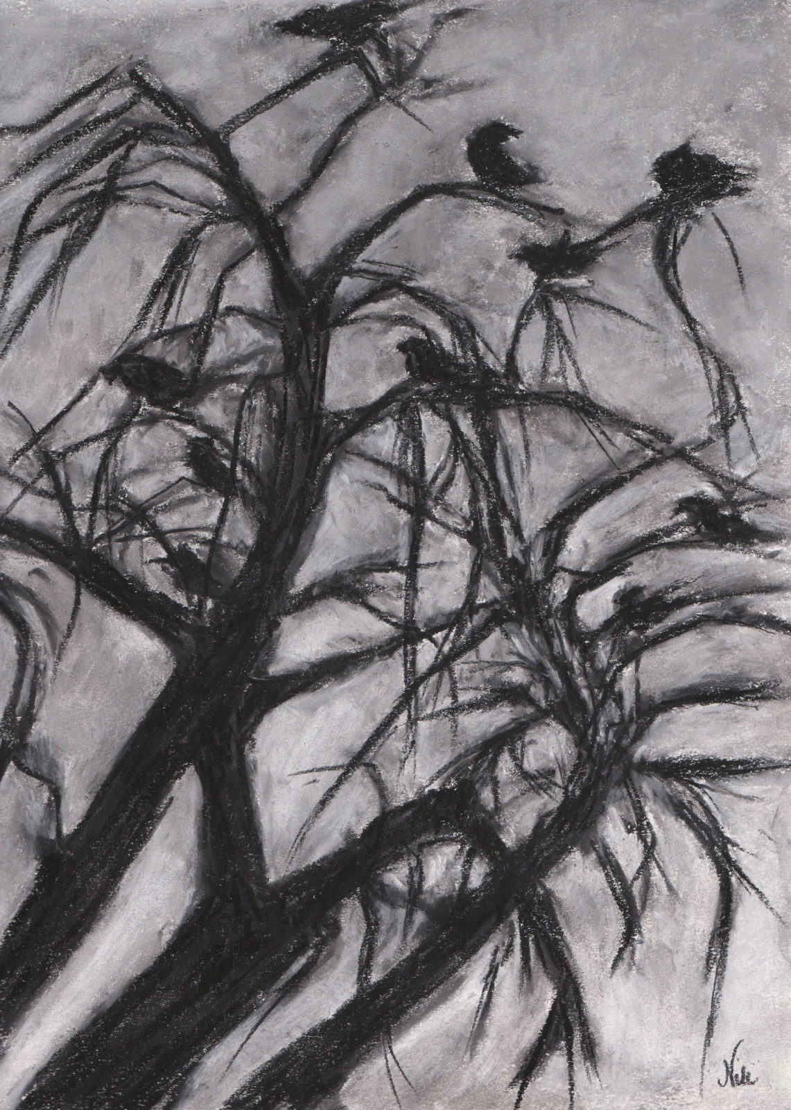 The Crow Tree - Pastel on paper, in The Magic of Trees